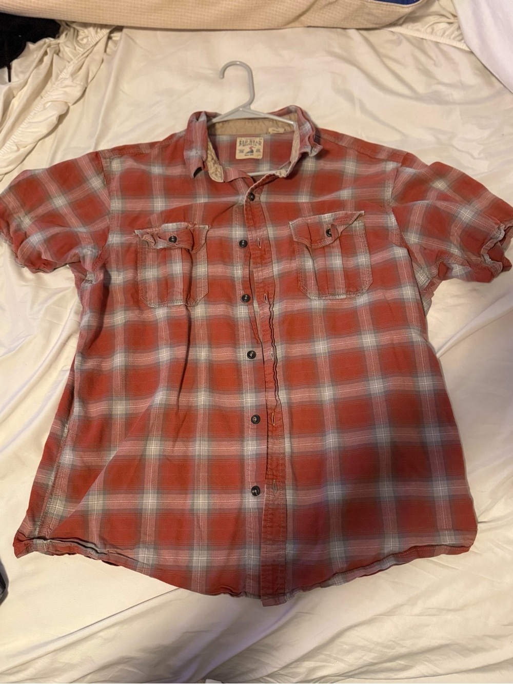 RedHead Men's Red Plaid Short-Sleeve Button-Down Shirt